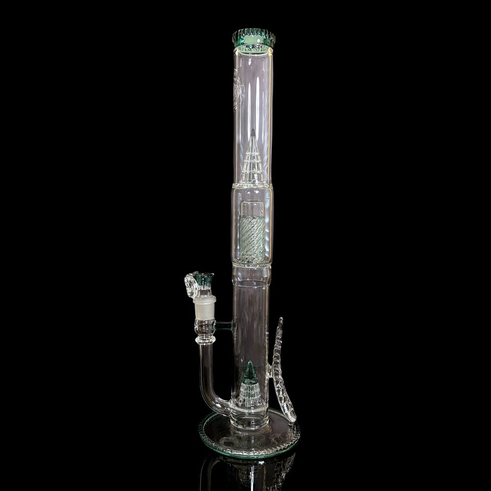 Cortex Glass Heavy Accented "Iris X" Natural W/ Tree Perc & Leaf