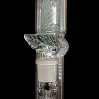 Cortex Glass Heavy Accented "Iris X" Natural W/ Tree Perc & Leaf
