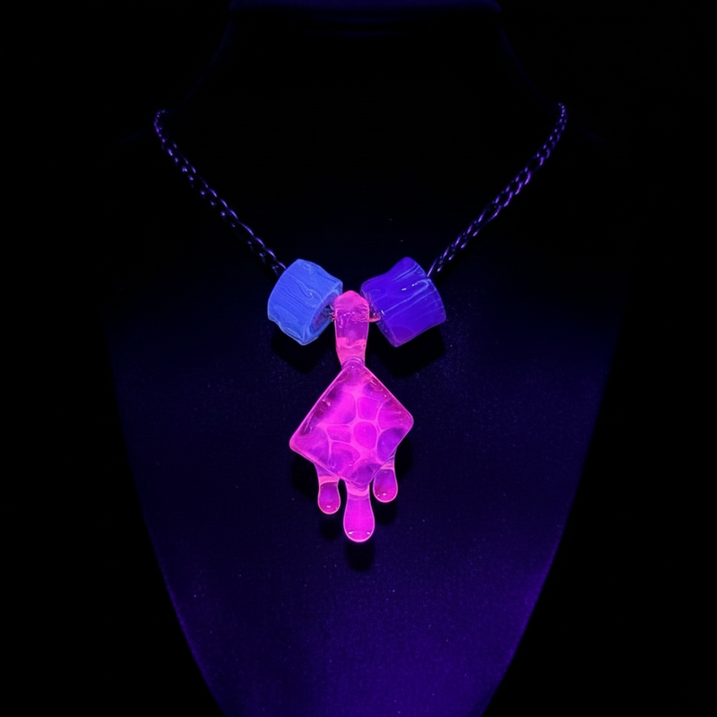 Chaka Glass Ice Cube Pendant + Beads