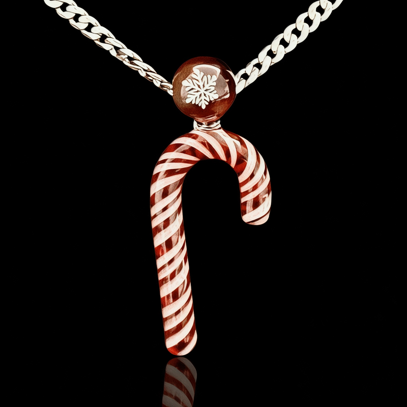 Chaka Glass Candy Cane Ornament/Pendant