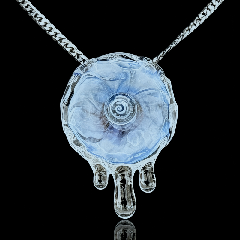 Chaka Glass "Snowdrift" Disc Pendant