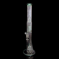 Cortex Glass Heavy Accented "Iris X" Natural W/ Tree Perc & Leaf