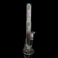 Cortex Glass Heavy Accented "Iris X" Natural W/ Tree Perc & Leaf