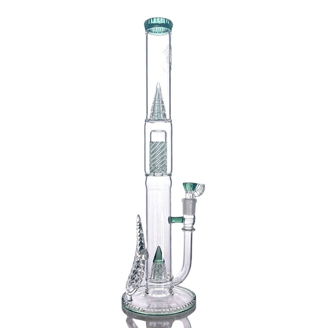 Cortex Glass Heavy Accented "Iris X" Natural W/ Tree Perc & Leaf