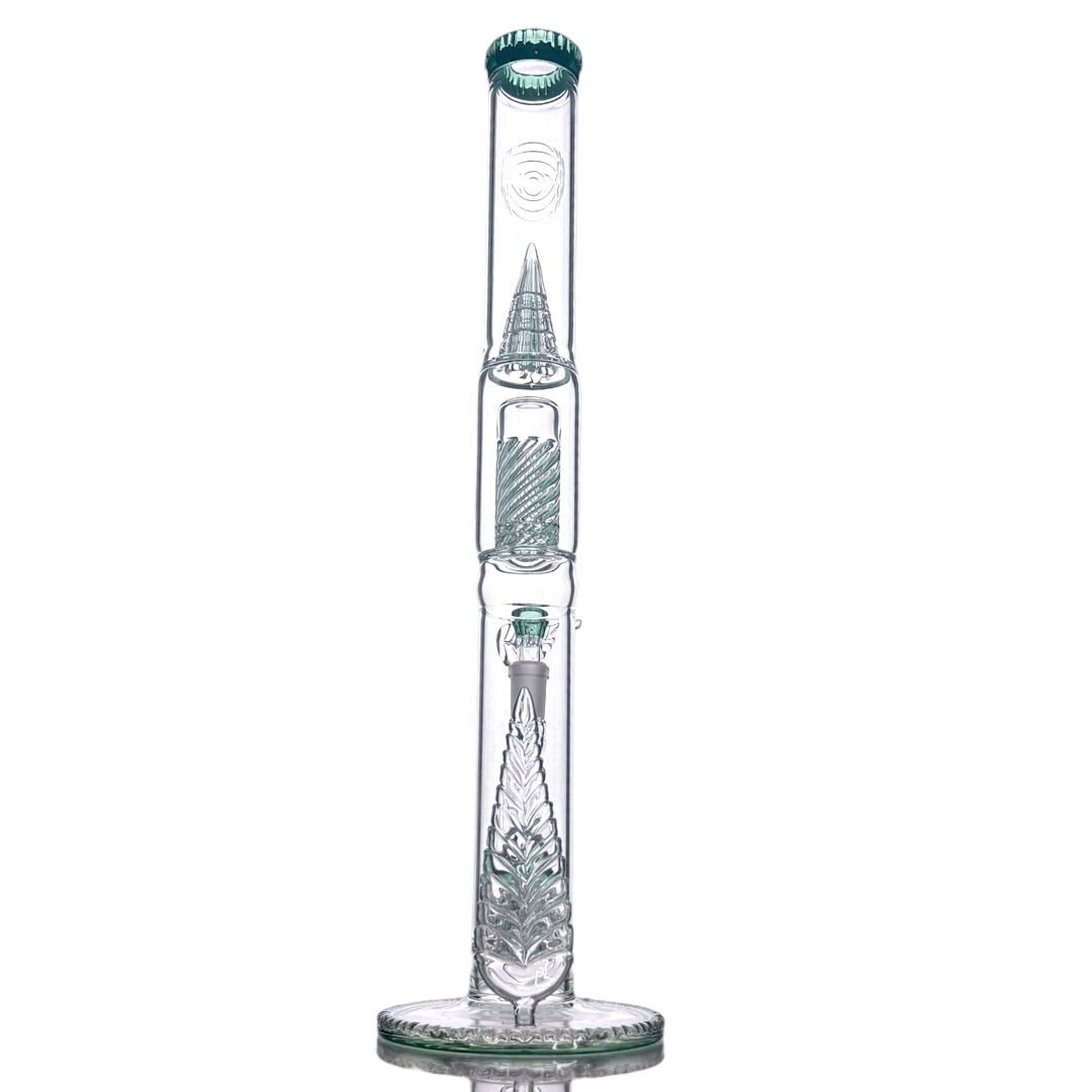 Cortex Glass Heavy Accented "Iris X" Natural W/ Tree Perc & Leaf