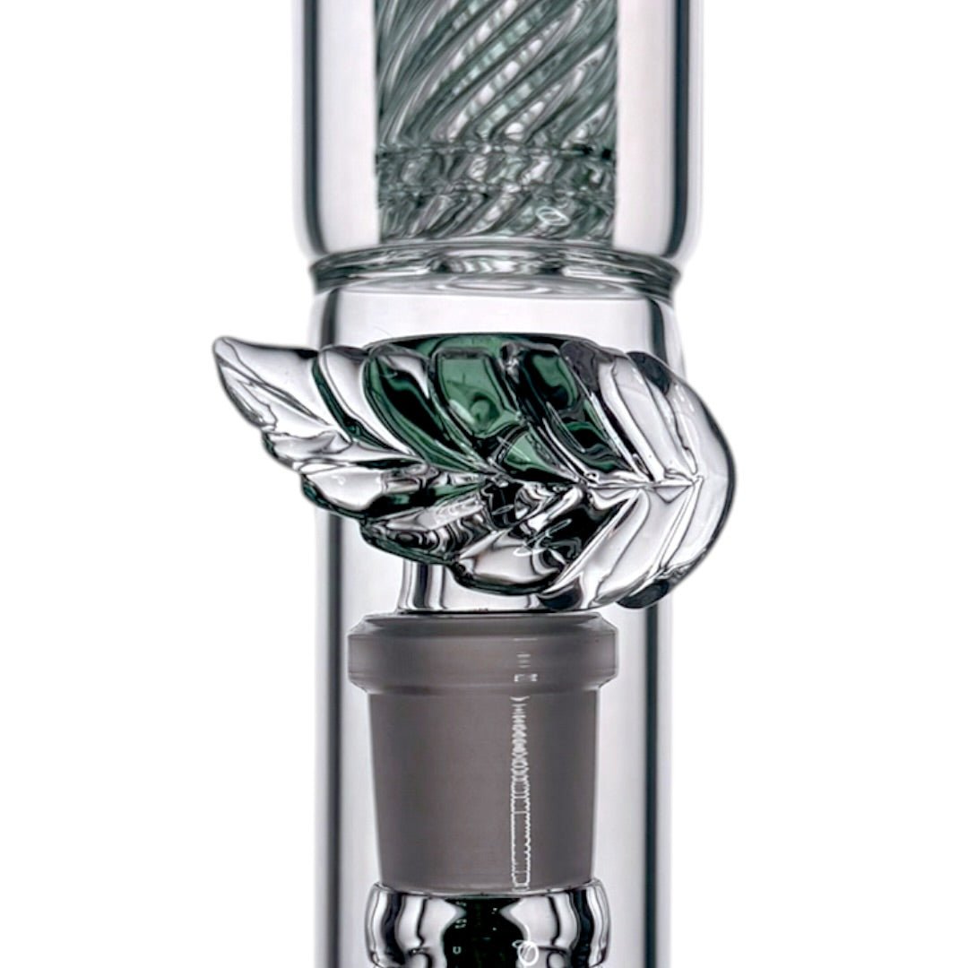 Cortex Glass Heavy Accented "Iris X" Natural W/ Tree Perc & Leaf