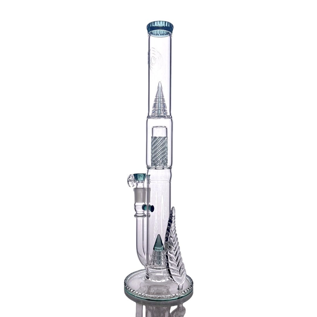 Cortex Glass Heavy Accented "Iris X" Natural W/ Tree Perc & Leaf