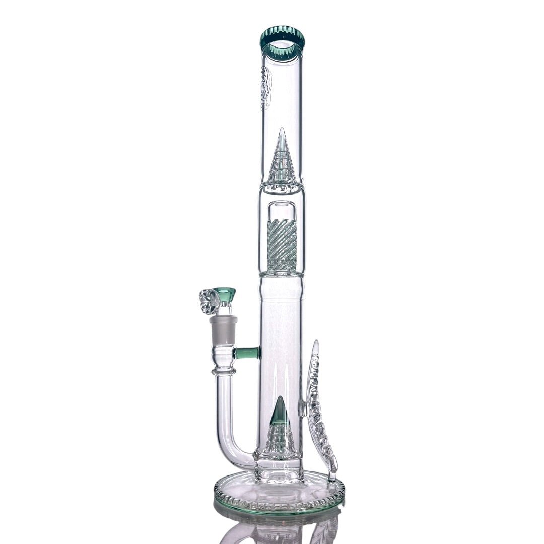 Cortex Glass Heavy Accented "Iris X" Natural W/ Tree Perc & Leaf
