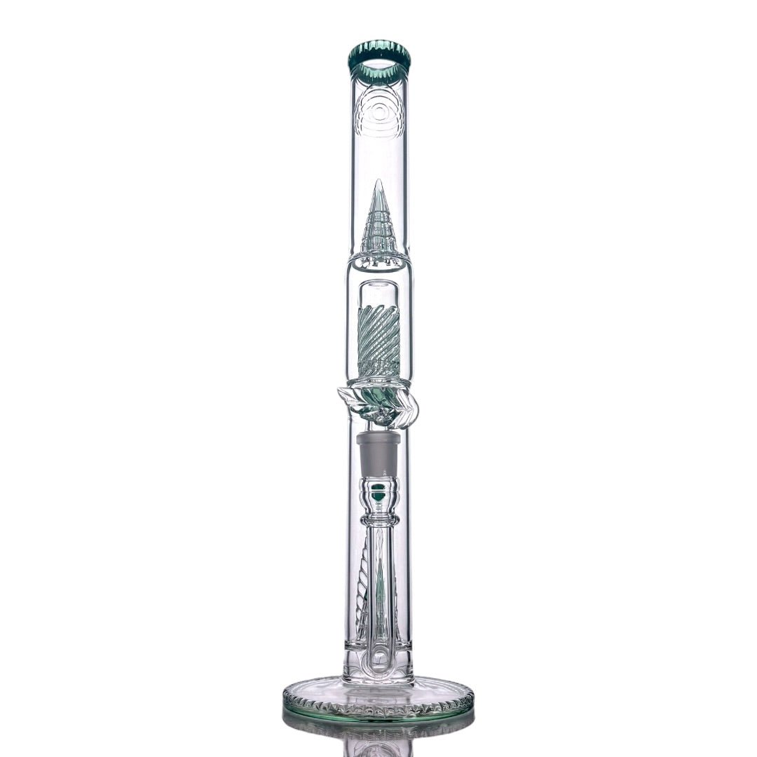 Cortex Glass Heavy Accented "Iris X" Natural W/ Tree Perc & Leaf