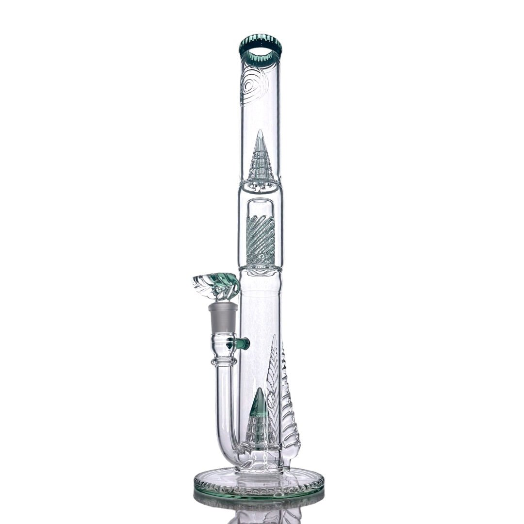 Cortex Glass Heavy Accented "Iris X" Natural W/ Tree Perc & Leaf